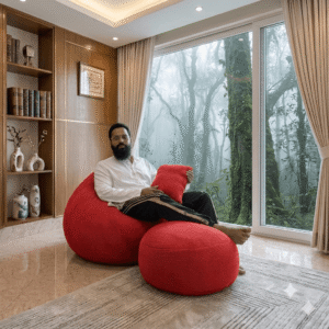 Corduroy Fabrics Xxl Pear Shape 3pcs Combo Bean Bag-Red