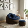 Fabrics Giant Roll Xxl 3pcs Combo Bean Bag-Navy Blue/Deep Brown