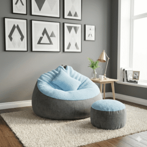 Fabrics Giant Roll Xxl 3pcs Combo Bean Bag-Grey Sky