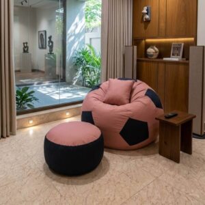 Fabrics Football Shape Xxl 3pcs Combo Bean Bag-Pink Blue