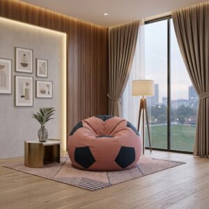 Fabrics Football Shape Xxl Single Bean Bag-Pink Blue